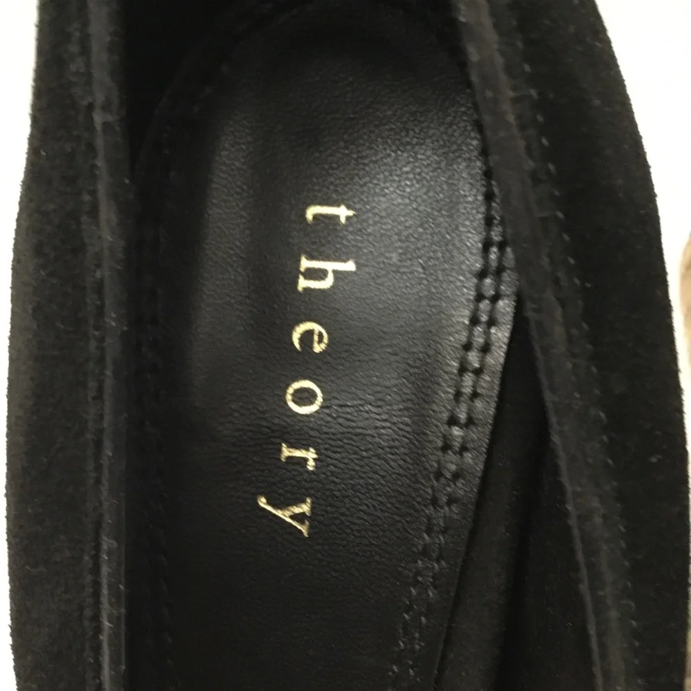 Theory Black Espadrille Wedge Pumps